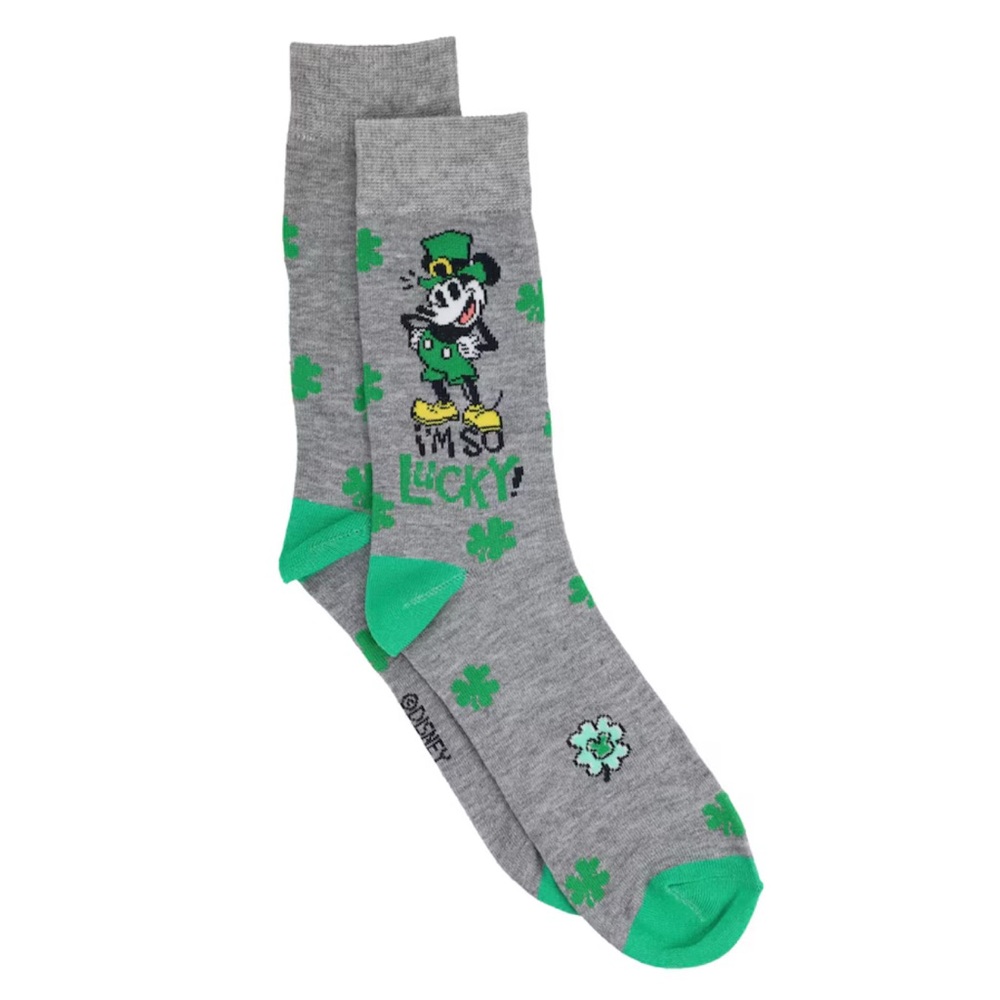 Disney Mickey Mouse Gray and Green Lucky Socks